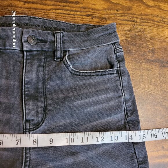 American Eagle Jeans 2 R Curvy Super Hi Rise Jegging Next Level Stretch Black - Picture 9 of 13